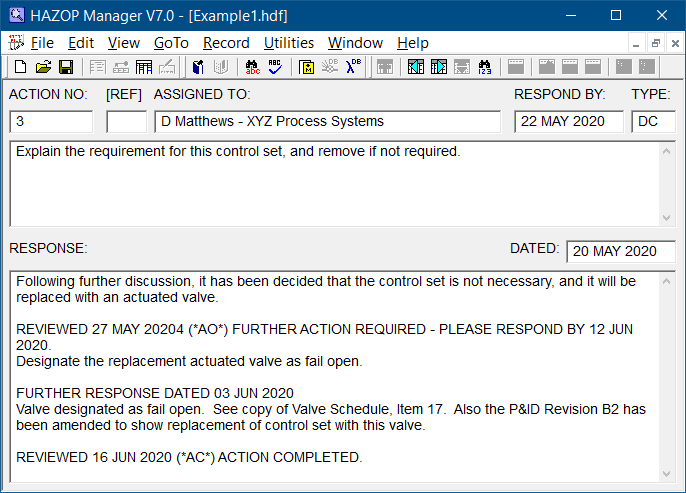 Completed Hazop Software Action