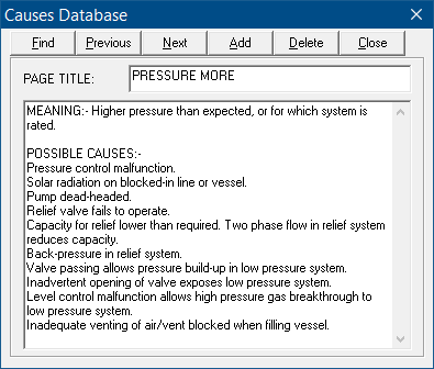 HAZOP Manager Causes Database