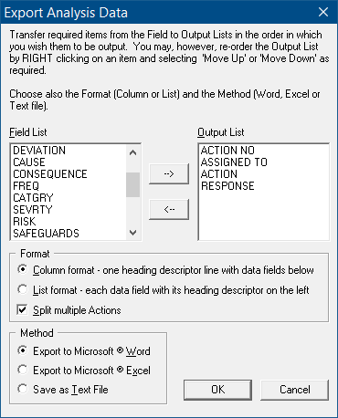 Exporting Analysis Data